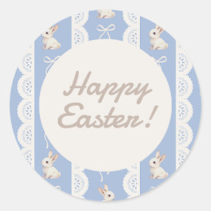 Pegatina Redonda Conejo de acuarela Coquette Lazo de Pascua Sticker
