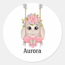 Conejo de ballet en columpio con flores clásico re