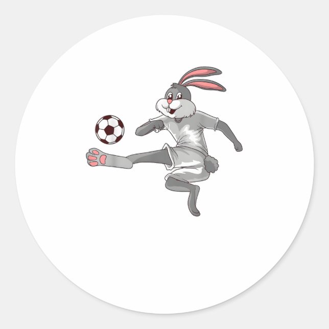 Pegatina Redonda Conejo de Fútbol de Semana Santa (Anverso)