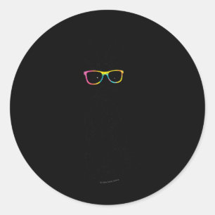 Pegatina Redonda Conejo de gafas de centeno de hipster con mango su