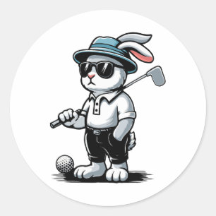 Pegatina Redonda Conejo de golf Bunny Punk Golf