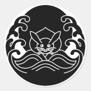 Pegatina Redonda Conejo de luna de ola