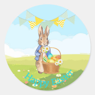 Pegatina Redonda conejo de Pascua