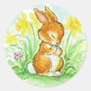 Pegatina Redonda Conejo de Pascua
