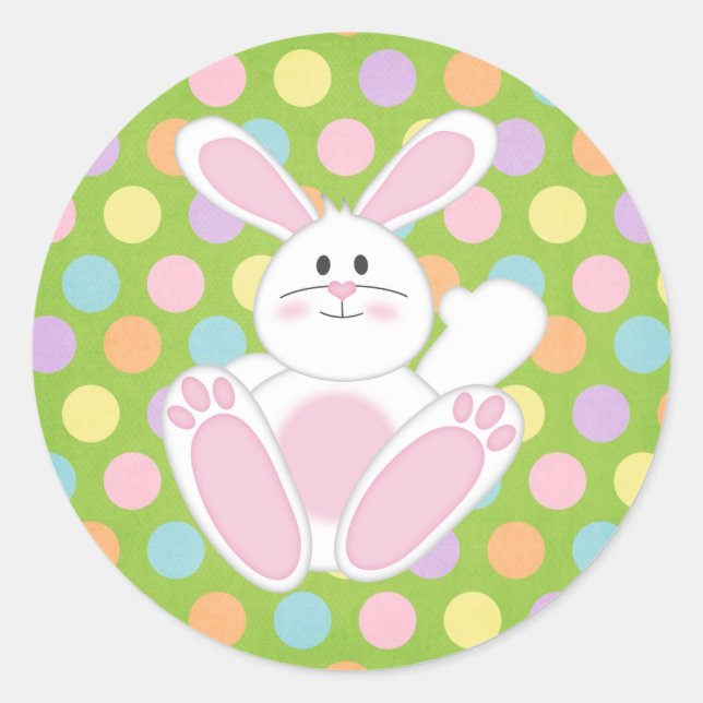 Pegatina Redonda Conejo de Pascua (Anverso)