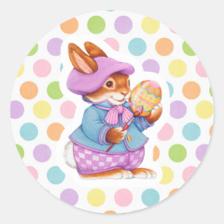 Pegatina Redonda Conejo de Pascua