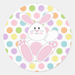 Pegatina Redonda Conejo de Pascua