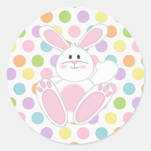 Pegatina Redonda Conejo de Pascua (Anverso)