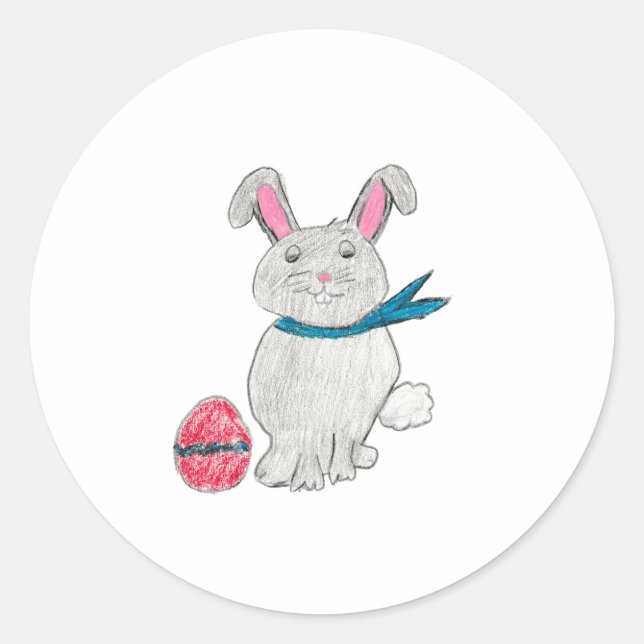 Pegatina Redonda Conejo de Pascua (Anverso)