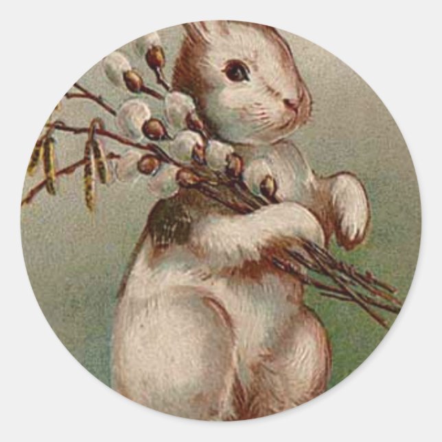 Pegatina Redonda Conejo de Pascua (Anverso)