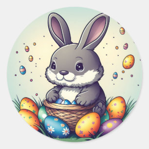 Pegatina Redonda Conejo de Pascua