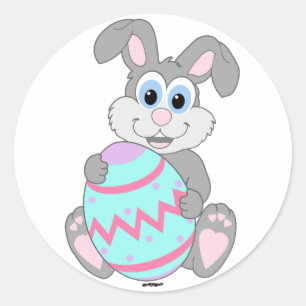 Pegatina Redonda Conejo de Pascua