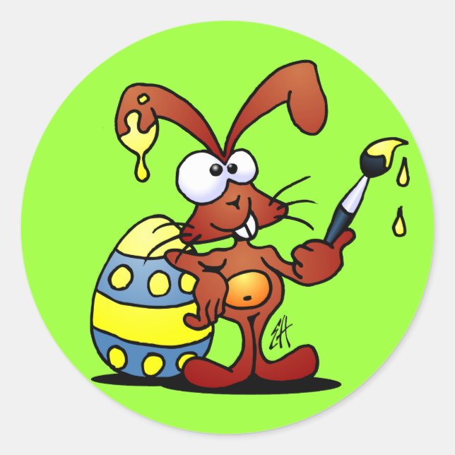 Pegatina Redonda Conejo de Pascua (Anverso)