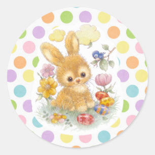 Pegatina Redonda Conejo de Pascua