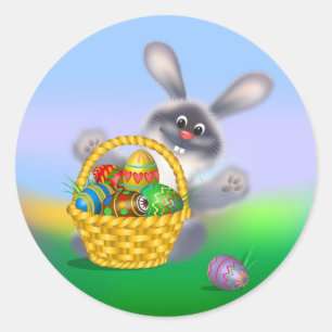 Pegatina Redonda Conejo de Pascua