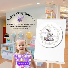 Pegatina Redonda Conejo de Pascua con Pegatinas de la canasta de hu