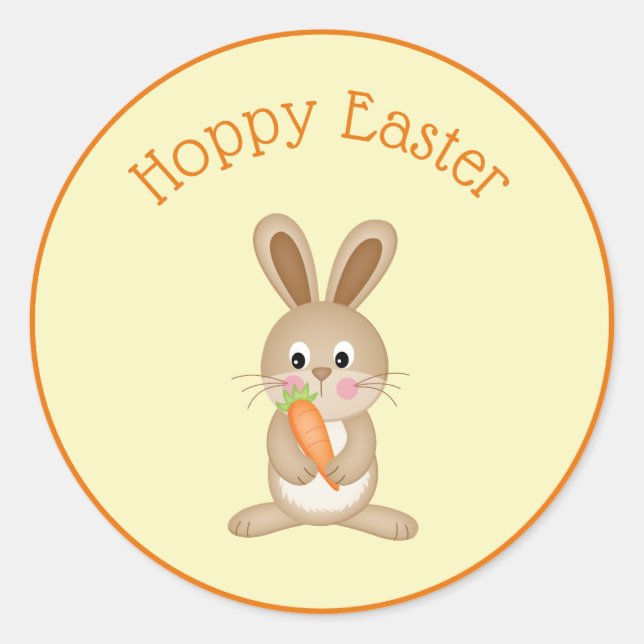 Pegatina Redonda Conejo de Pascua con zanja (Anverso)