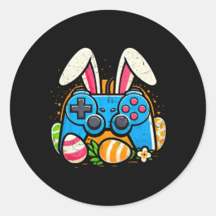 Pegatina Redonda Conejo de Pascua de controlador de videojuegos vin