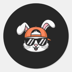 Pegatina Redonda Conejo de Pascua de Guay con niños Gorras divertid