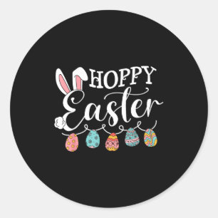 Pegatina Redonda Conejo de Pascua divertido huevos