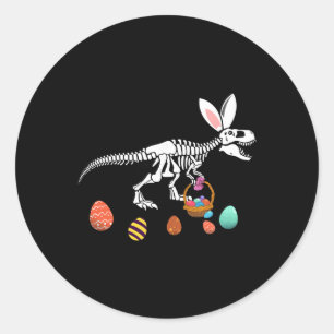Pegatina Redonda Conejo de Pascua esqueleto divertido T Rex Easter 