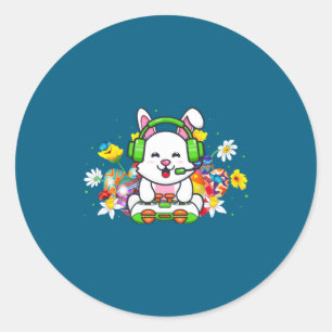 Pegatina Redonda Conejo de Pascua Feliz Día de Pascua Niños Niñas C