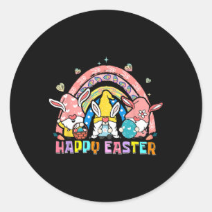 Pegatina Redonda Conejo de Pascua Feliz Gnome Huevo de Pascua Zanah