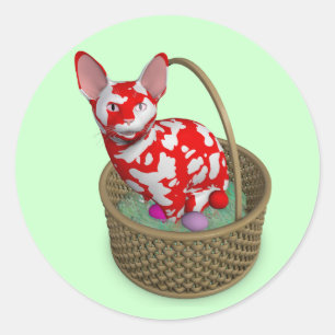 Pegatina Redonda Conejo de Pascua Gato