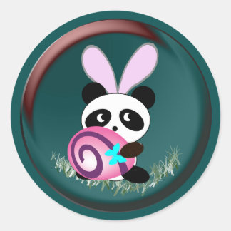 Pegatina Redonda Conejo de Pascua Panda