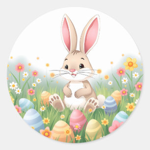 Pegatina Redonda Conejo de Pascua Personalizado Cute