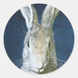 Pegatina Redonda Conejo de Pascua Vintage, Conejo Blanco De Furia C