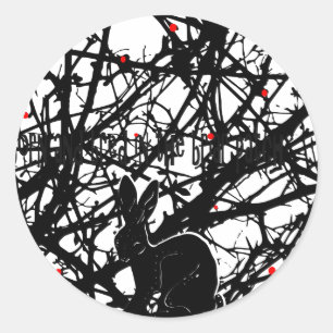 Pegatina Redonda Conejo del Trickster en remiendo del Briar