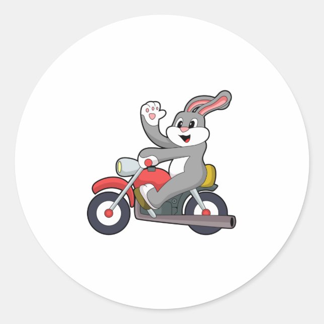 Pegatina Redonda Conejo en bicicleta con motocicleta.PNG (Anverso)