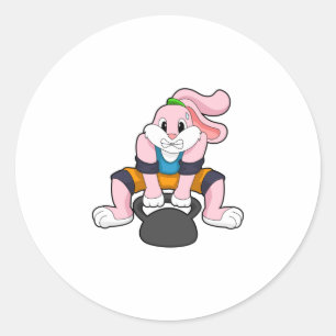 Pegatina Redonda Conejo en puesta en forma con Dumbbell.PNG