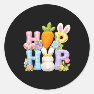 Pegatina Redonda Conejo floral parches día de Pascua hip hop primav
