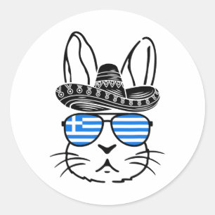 Pegatina Redonda Conejo griego de pascua Cinco De Mayo 2025