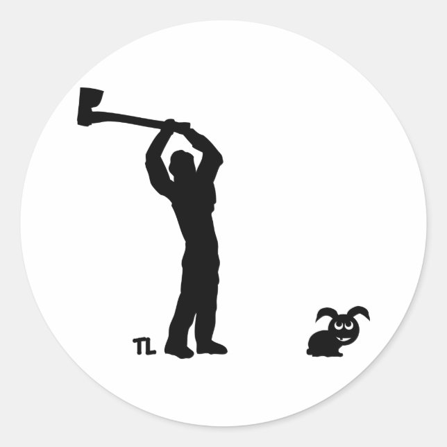 Pegatina Redonda conejo negro muerto - leñador (Anverso)