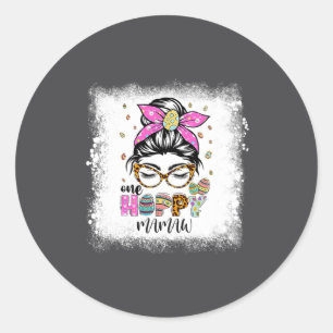 Pegatina Redonda Conejo Pascua Mamaw Hoppy Blanqueado