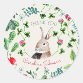 Pegatina Redonda Conejo y trébol