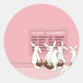 Pegatina Redonda Conejos de conejo de Pascua