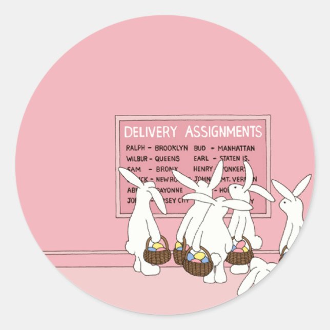 Pegatina Redonda Conejos de conejo de Pascua (Anverso)