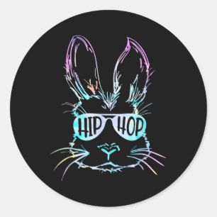 Pegatina Redonda Conejos de Hip Hop Niños Easter Rabbit Yout