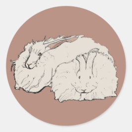 Pegatina Redonda Conejos gigantes de Angora