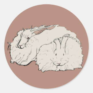 Pegatina Redonda Conejos gigantes de Angora