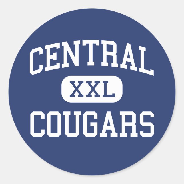 Pegatina Redonda Conexión de Greenwich Central Cougars (Anverso)
