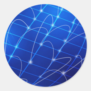 Pegatina Redonda Conexiones de red azul y blanco