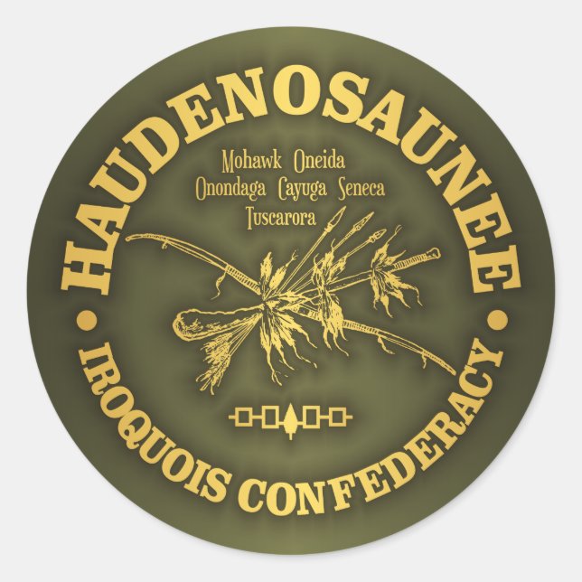 Pegatina Redonda Confederación Iroquesa (Haudenosaunee) (Anverso)
