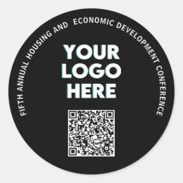 Pegatina Redonda Conferencia Empresarial Logo QR Personalizado