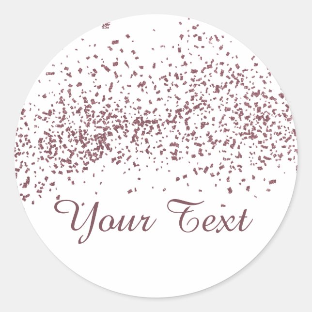 Pegatina Redonda Confeti brillo oro rosa (Anverso)