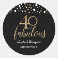 Confeti negro de oro 40 y fabuloso cumpleaños 40